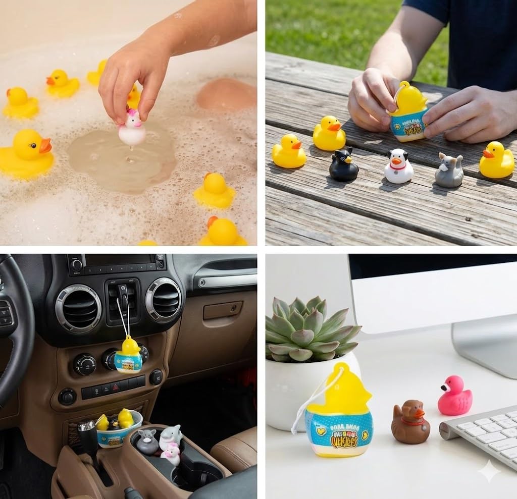 Duck Duck Micro Quackers Duck-Shaped Surprise Eggs - 12 Pack with 24 Mystery Micro Ducks - Bulk Toy Assortment for Jeep Ducking, Party Favors,