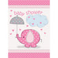 Elephant Baby Shower Party Invitations - 5.5" x 4", Pink, 8 Pcs