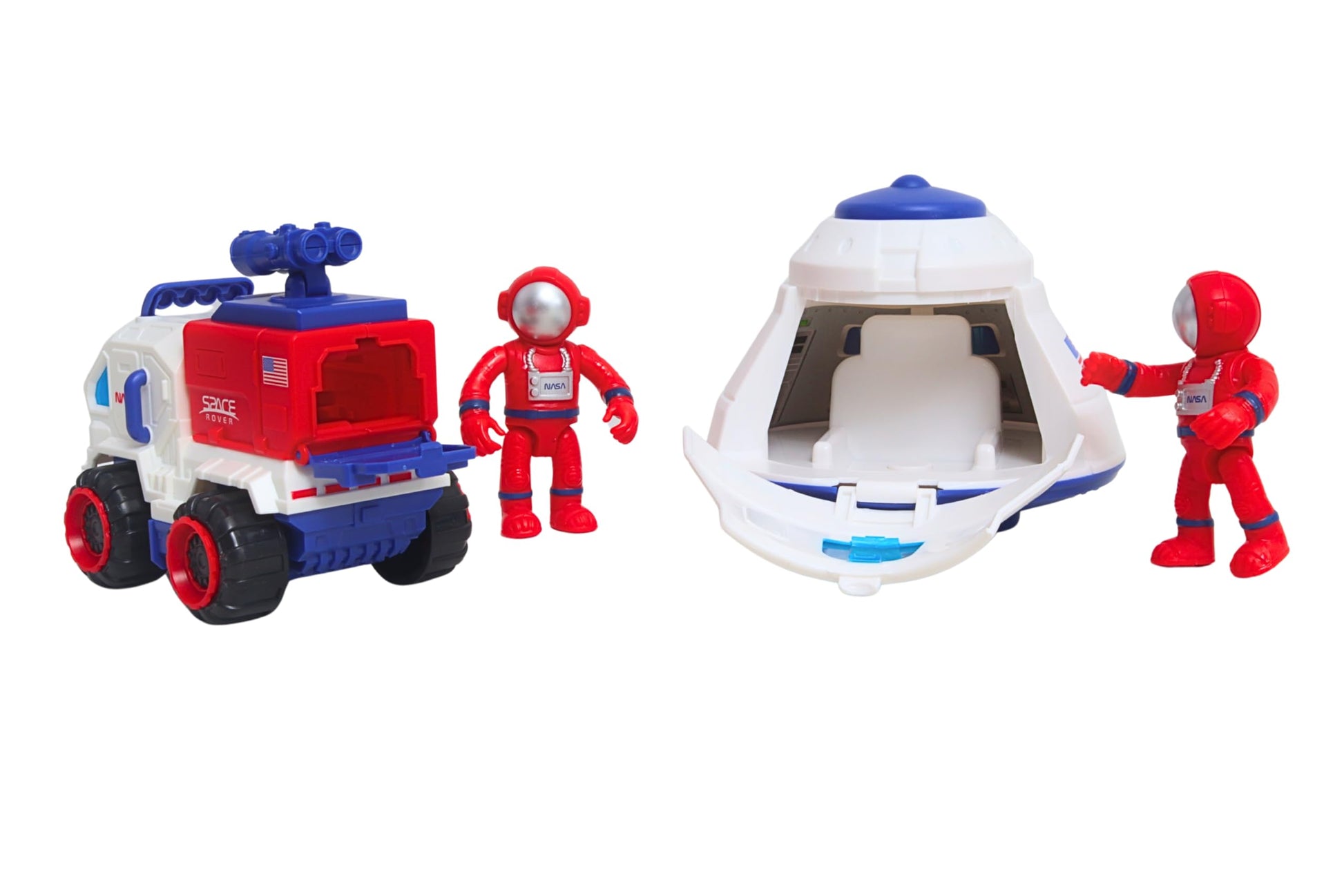 Space Adventure Space Capsule Playset with Light-Up Door, Lunar Rover & 2 Astronaut Figures, Plastic Space Toy & Collectible for Kids Ages 3+
