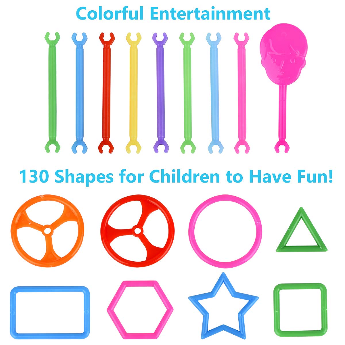 Juboury 1054Pcs Building Toy Building Blocks Bars Different Shape Educational Construction Engineering Set 3D Puzzle, Interlocking Creative Connecting