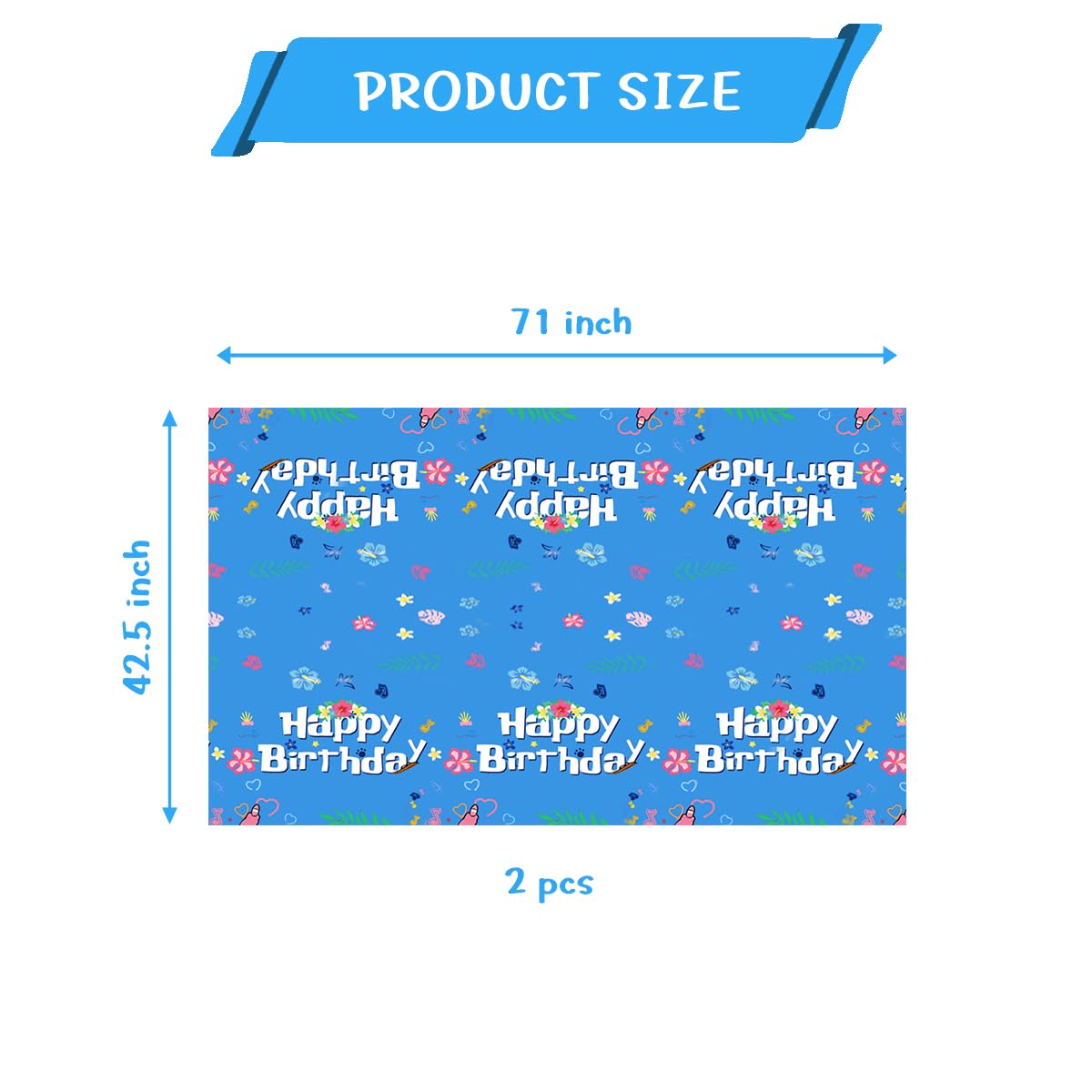 SHONHONG 2pcs Cartoon Blue Party Tablecloth 42 * 71inch,Cute Cartoon Theme Birthday Decoration Supplies