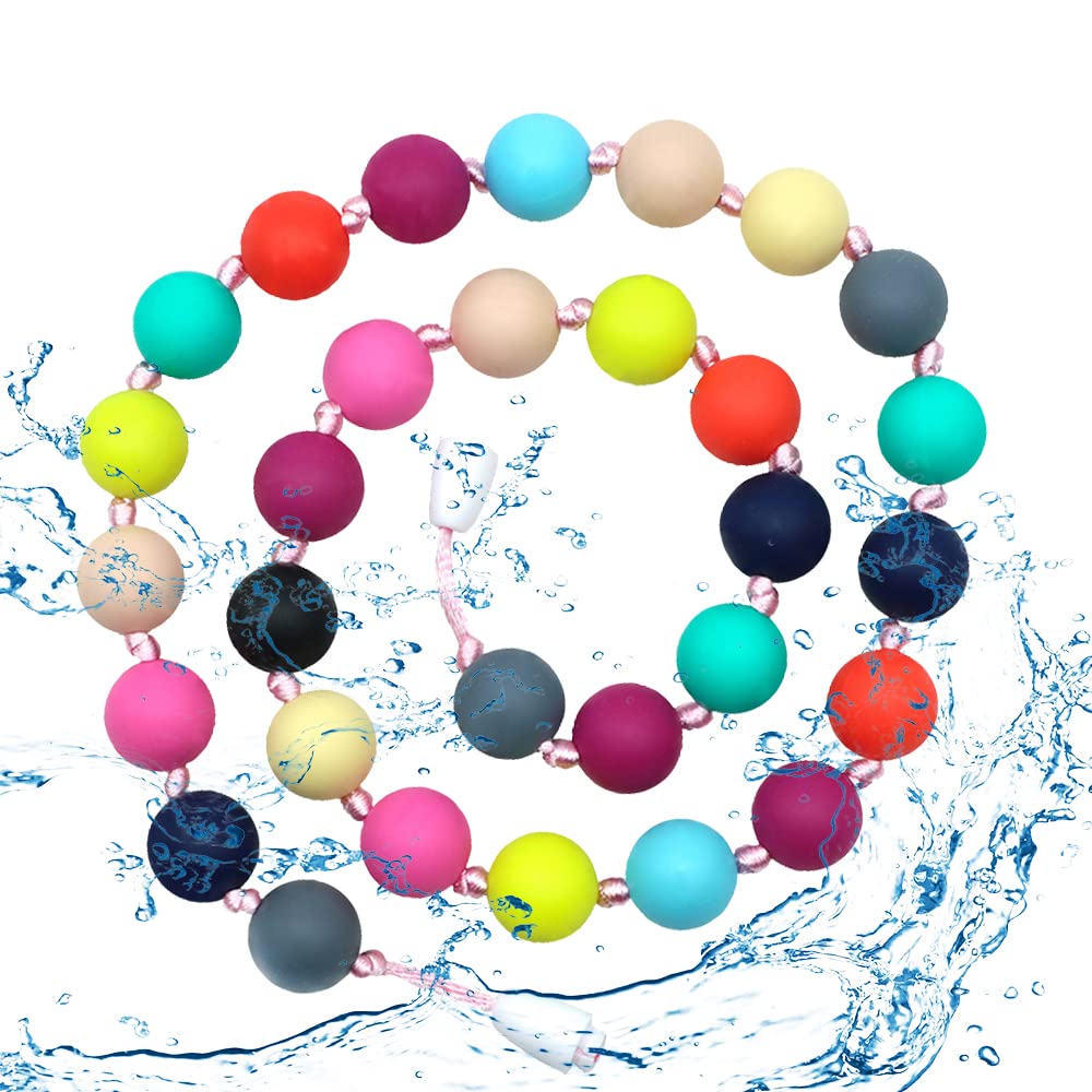 Choneer Silicone Chew Necklaces for Autistic Children, 2PCS Sensory Chew Aid, Multicolor