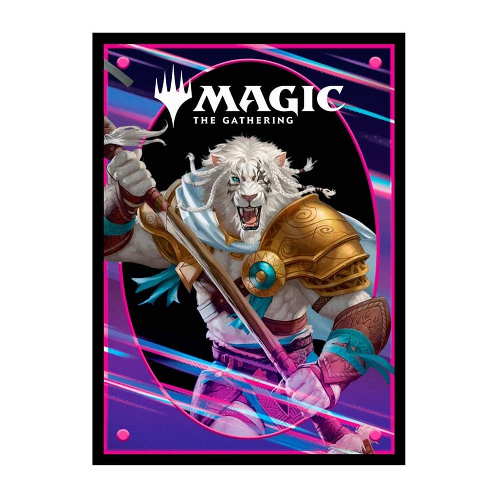 Ultra PRO - Foundations Ajani 100ct Deck Protector Sleeves Light - Friendly Card Sleeves & TopLoader for Cards - Perfect Deck Sleeves for Magic: The