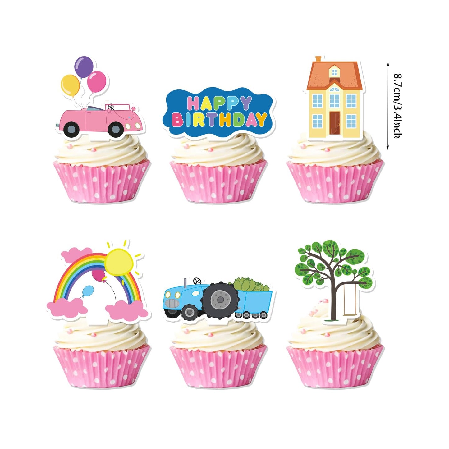 Pink Pig Birthday Party Supplies,Birthday Banner Cake Toppers Balloons,Pink Pig Theme Party Decorations