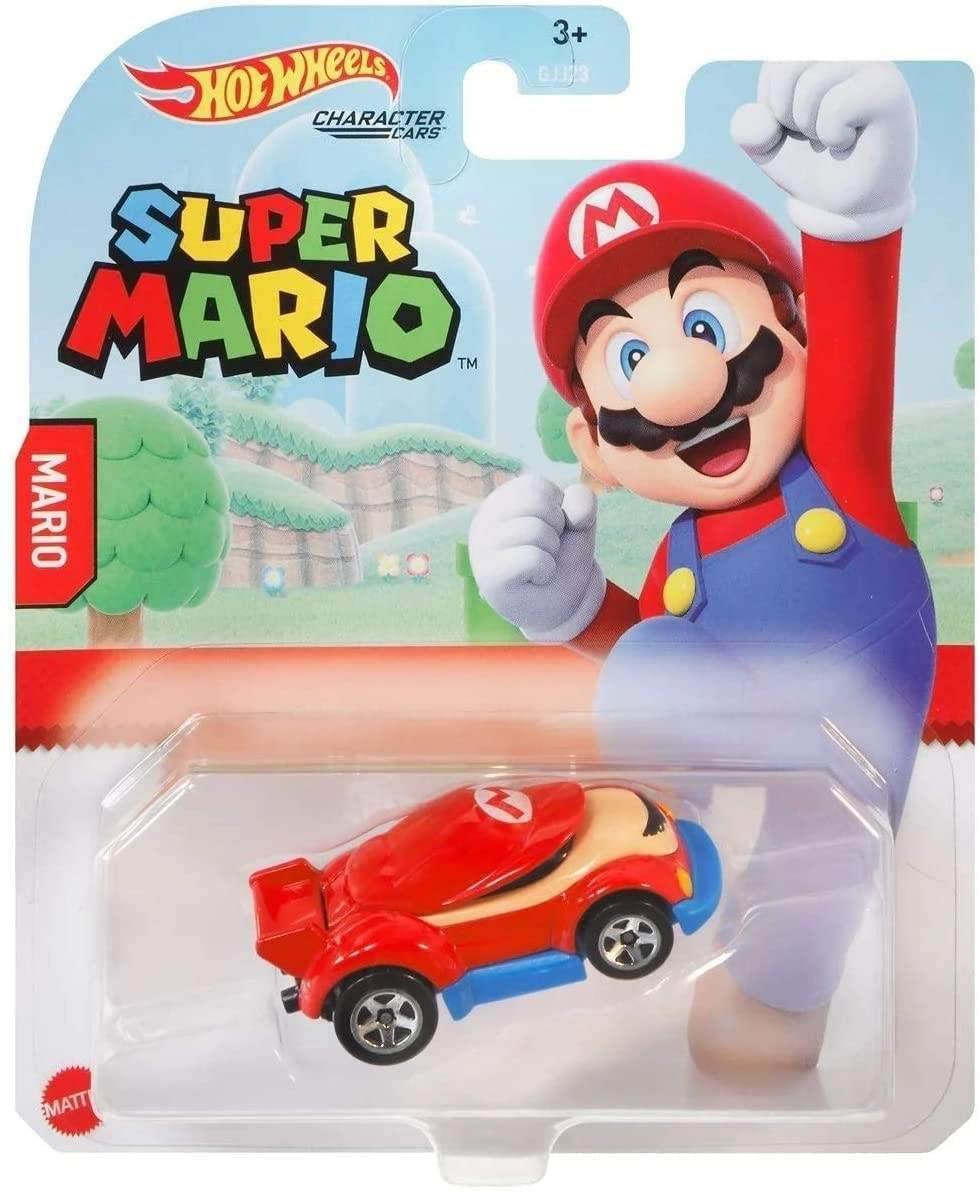 Hot Wheels Super Mario Character Cars - Complete Bundle of 6 (GJJ23?956G) | Includes Mario, Luigi, Princess Daisy, Blue Yoshi, Donkey Kong & Bullet
