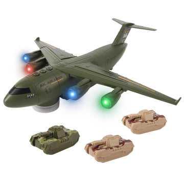 Military Transport Aircraft | Kids Airplane Toy with Light and Sound Effects | Cargo Plane Toy in Army Green | Army Toys for Boys | Military Toys