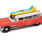 Johnny Lightning 1959 Cadillac Ambulance Red with White Top Malibu Beach Rescue (Weathered) with Surfboards on Roof Surf Shark Street Freaks Series