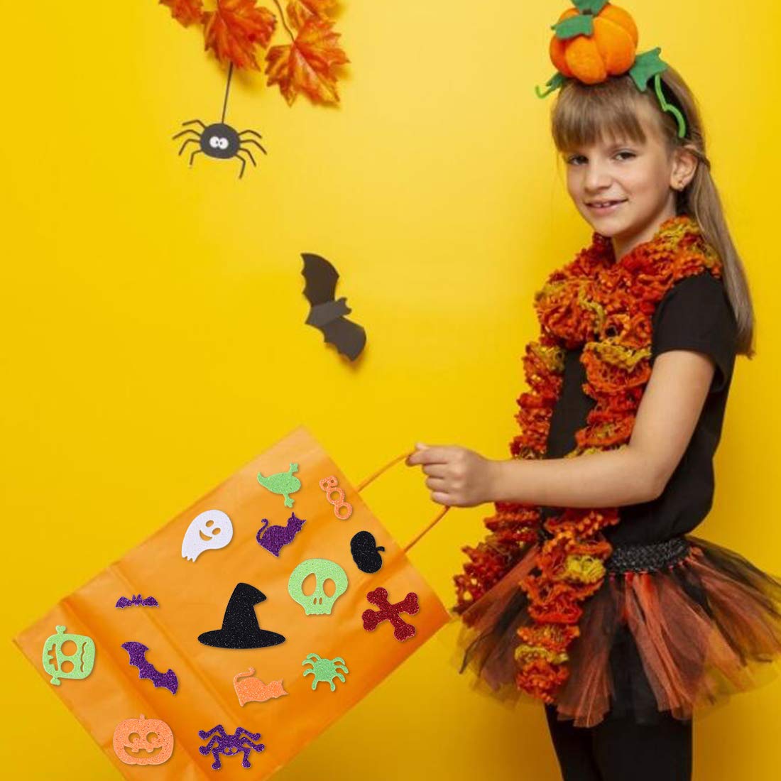 Max Fun 700Pcs Halloween Foam Stickers Glitter Foam Sticker DIY Craft Stickers for Kids Halloween Decorations Party Supplies