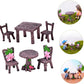 1Set Miniature Furniture Set, Mini Table and Chairs, Wooden Garden Decor for Tiny Houses, Micro Landscape Dollhouse Accessories