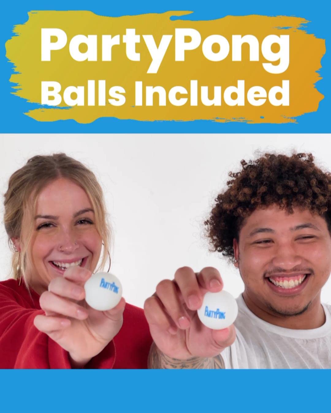 PARTYPONG Standard 8-Foot Folding Beer Pong Table w/Beer Pong Balls - Top Pong Edition