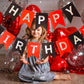 Runhiskii Happy Birthday Banner, Red Black Cardstock Decorations, 13pcs Reusable Banner for Men Women Boys Girls