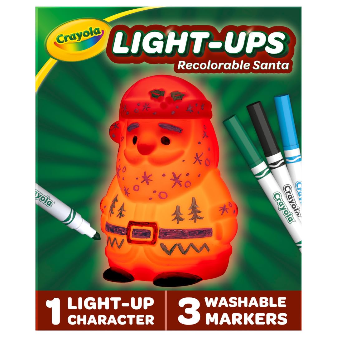 Crayola Light-Ups - Santa, Light Up Santa Toy, Reusable Holiday Craft, Glow in The Dark, Indoor Holiday Decoration Craft, Gift for Kids