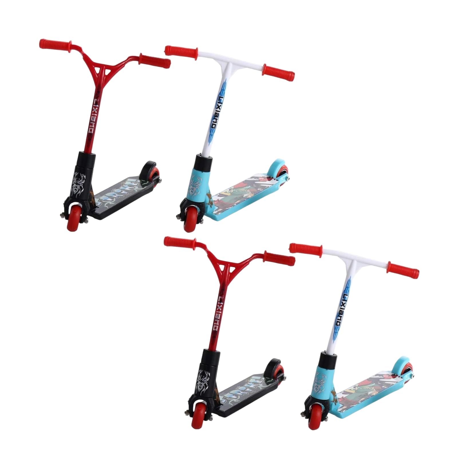 SelHeng 4Pcs Finger Scooter Mini Two Wheel Toys,Mini Scooters Finger Board Accessories,Tiny Trick Scooter for Party Favors,Finger Training,Birthday