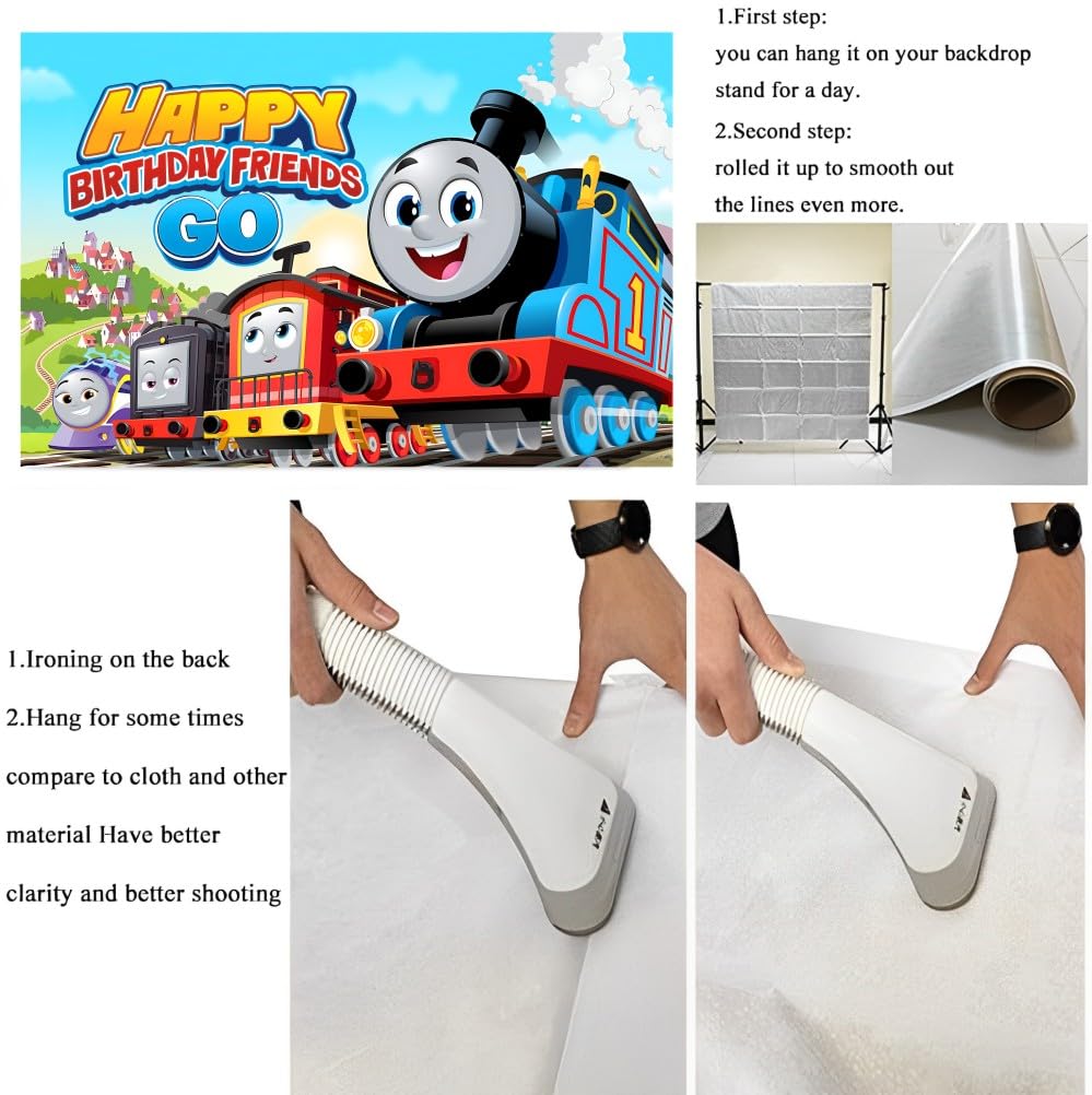 Train Birthday Backdrop Party Supplies for Train Themed Party Decorations(5x3ft)