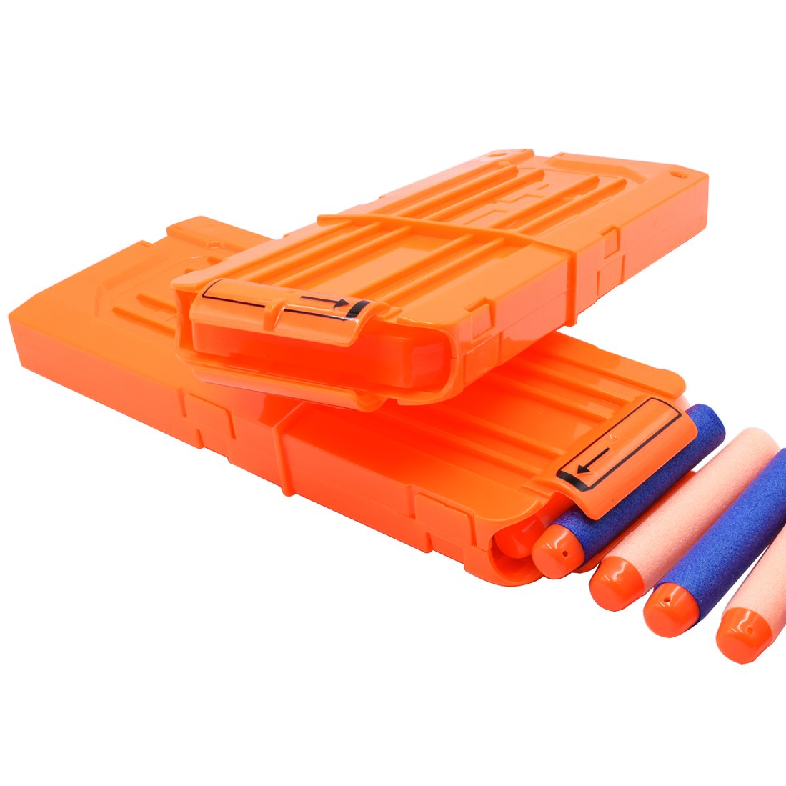 OIMIO Bullet Clips, 4 Pack 12-Darts Quick Reload Clips Magazine Clips for Nerf n-Strike Elite Blaster(Orange)