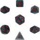 Velvet Polyhedral 7-Die Set by Chessex | Black/Red | For use in tabletop RPG games (such as Dungeons & Dragons)