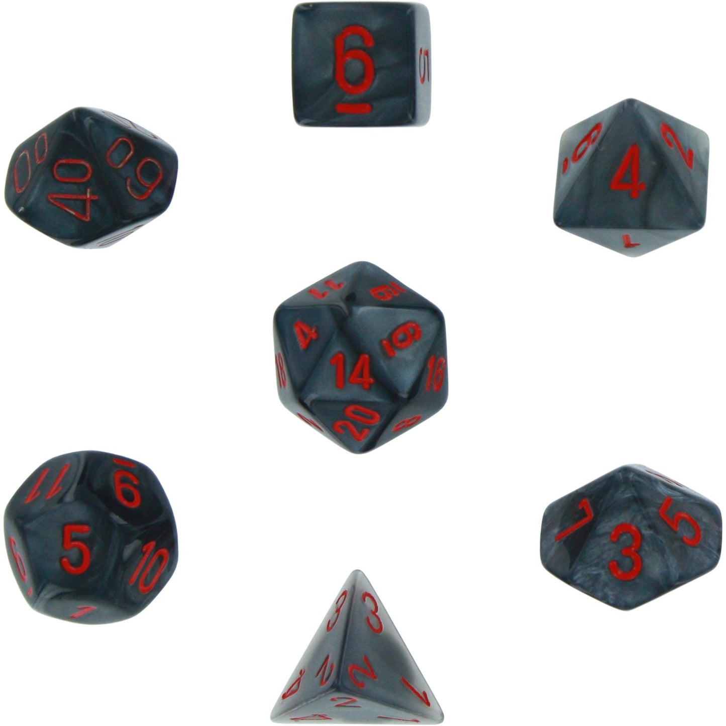 Velvet Polyhedral 7-Die Set by Chessex | Black/Red | For use in tabletop RPG games (such as Dungeons & Dragons)