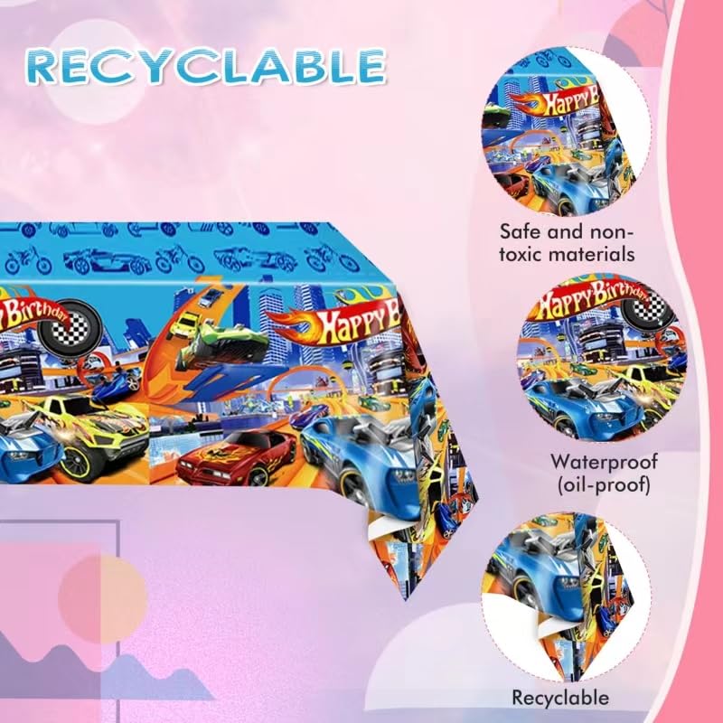 41PCS Happy Race Car Birthday Party Supplies Cars Theme Birthday Party Decorations Disposable Tableware Include Plates Napkins Tablecloth For Kid Boys