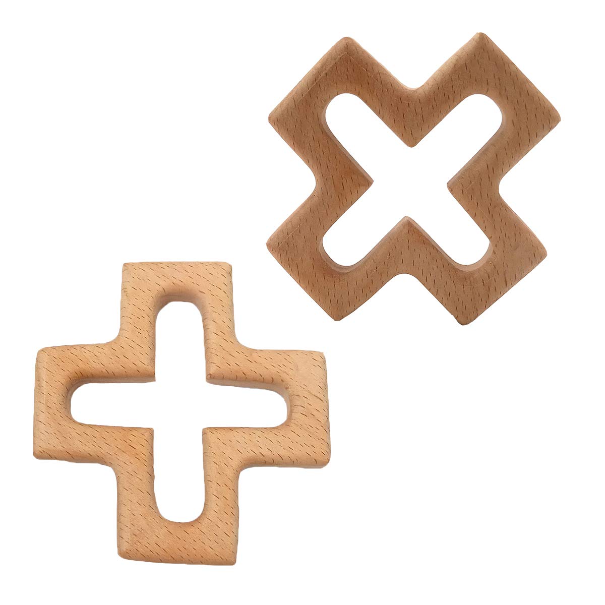 10pcs Natural Wooden Cross Children's Toy Pendant Pure Natural Beech Wood Animal Shape Toys for Handmade Home Decoration Crafts (10 pcs)