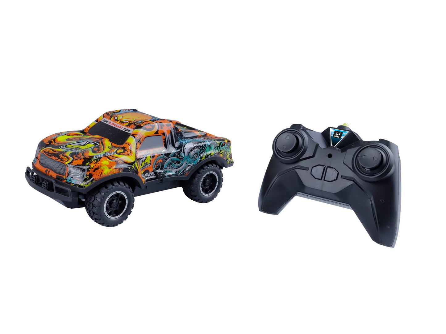 Revell Ghost Driver Remote Control Toy Car for Kids Light Up Toy 2.4GHz RC Cars Truck Gifts for 6 7 8 9 10 Years Old Boys Girls, Orange