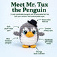 Bubbly Crochet Mr. Tux the Penguin Crochet Kit for Beginners - DIY Penguin Plush with Customizable Eyes & Hat, Step-by-Step Video Tutorials
