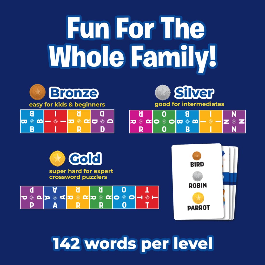Crossico by Uzzle Games - Family Games for Children & Adults, Crossword Puzzle Word Games - A Thrilling Classic Game with a Twist, 2-4 Players,