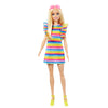 Barbie Fashionistas Doll #197 with Blonde Hair & Braces Wearing Rainbow Tiered Dress & Accessories Including Platform Shoes & Sunglasses