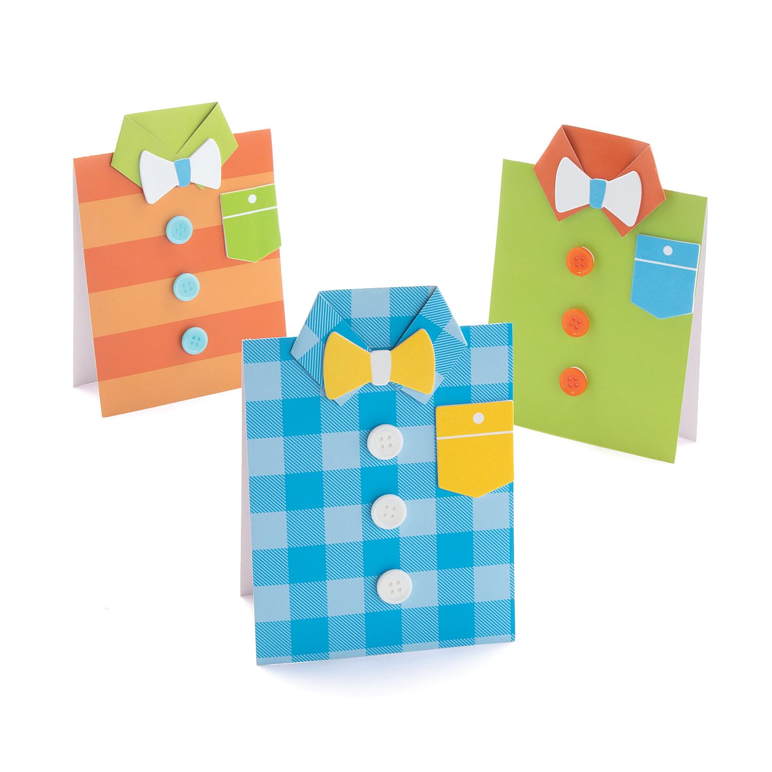 Fun Express Father's Day Shirt Card Craft Kit - Makes 12 Cards DIY Craft Gifts for Kids - Great for Summer Camp, Classroom and Home Activities