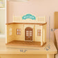 OLEOCA Family Kitchen Doll House - Cozy Cabin with Bunny Figure, Dining Set & Cookware, Complete Modular Dollhouse Playset for Creative Pretend Play