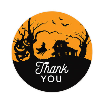 Andaz Press Halloween Thank You Stickers 2 Inch Round 40 Bulk Pack Flying Witch Happy Halloween Stickers Labels for Treat Goodie Treats Halloween