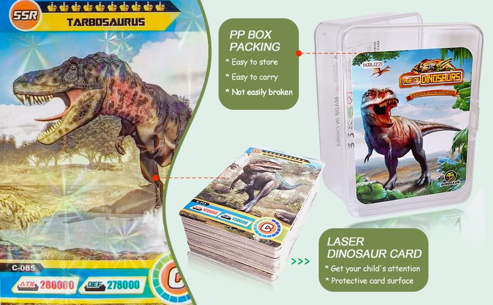 Dinosaur Flash Cards, 42 PCS Collectible Dinosaur Trading Cards for Kids, Prehistoric Animals Educational Learning