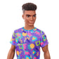 Barbie Ken Fashionistas Doll #162 with Rooted Brunette Hair Wearing Graphic Purple Top, Shorts & Yellow Shoes, Toy for Kids 3 to 8 Years Old
