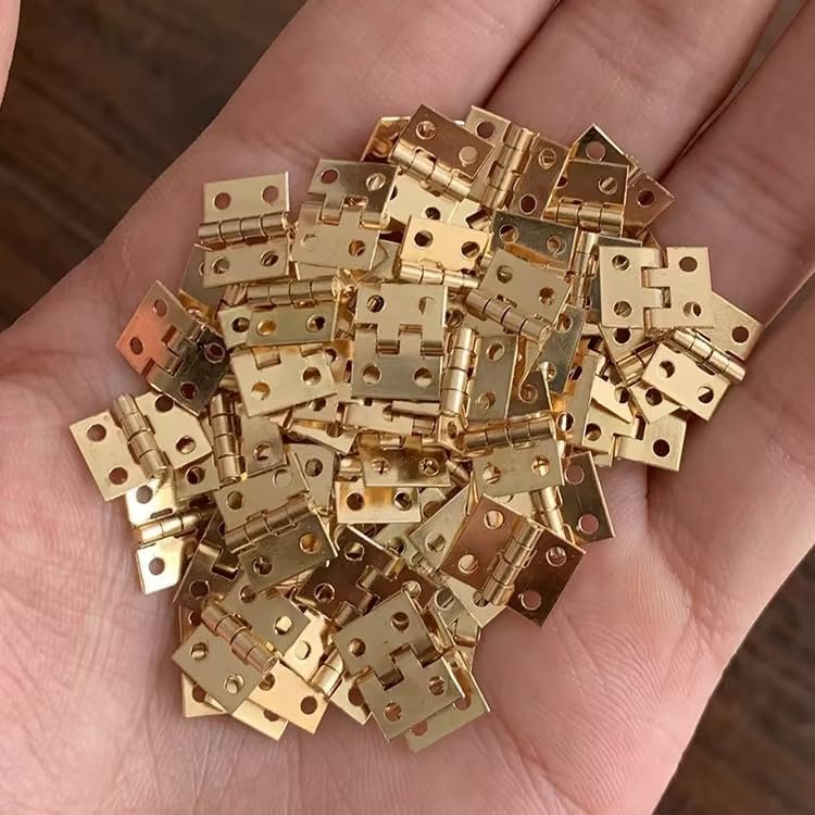 Miniature Door Hinges with Screws, 4 Pieces, 1:12 Scale, Suitable for Decoration, Dollhouse Accessories