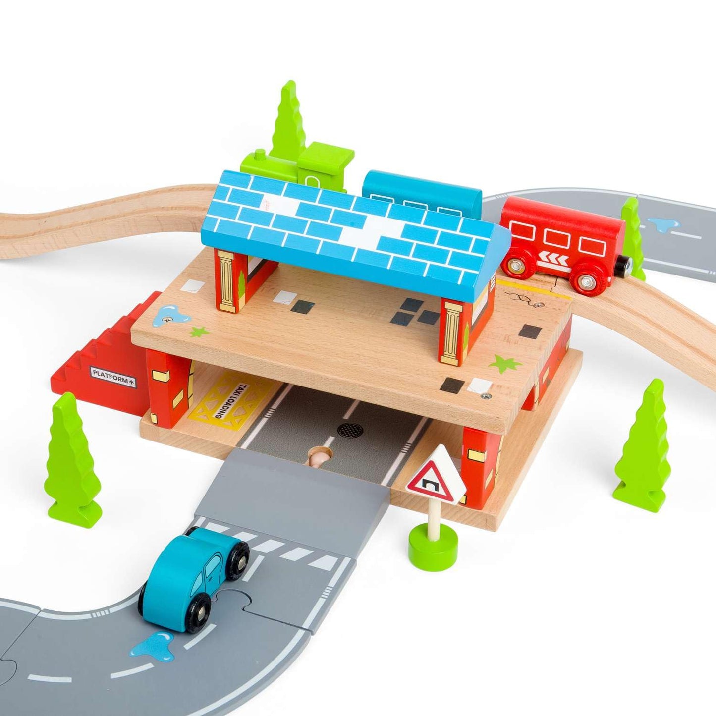 Bigjigs Rail, Overground Station, Wooden Toys, Wooden Train Shed, Train Toys, for 3 4 5 Year Olds