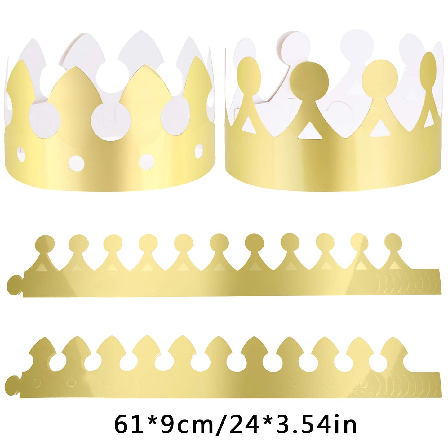 LOCOLO 40 Pieces Golden Paper Crowns, Paper Crown for Birthday Party Baby Shower Photo Props