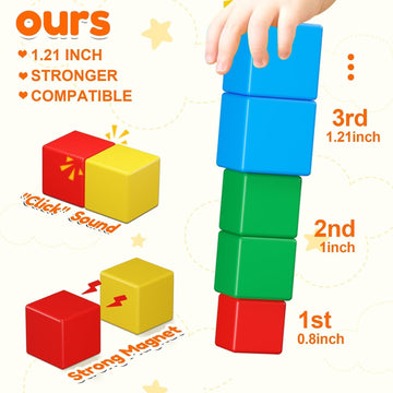 Kocici Magnetic Blocks, 40PCS Rainbow Magnetic Building Blocks for Kids Ages 3 4 5 6 Year Old, Autism Montessori Sensory Magnet Cubes, STEM Learning