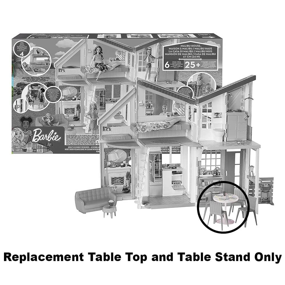 Mattel Replacement Part for Barbie Malibu House Playset - FXG57 ~ Replacement Table Top and Table Stand, White