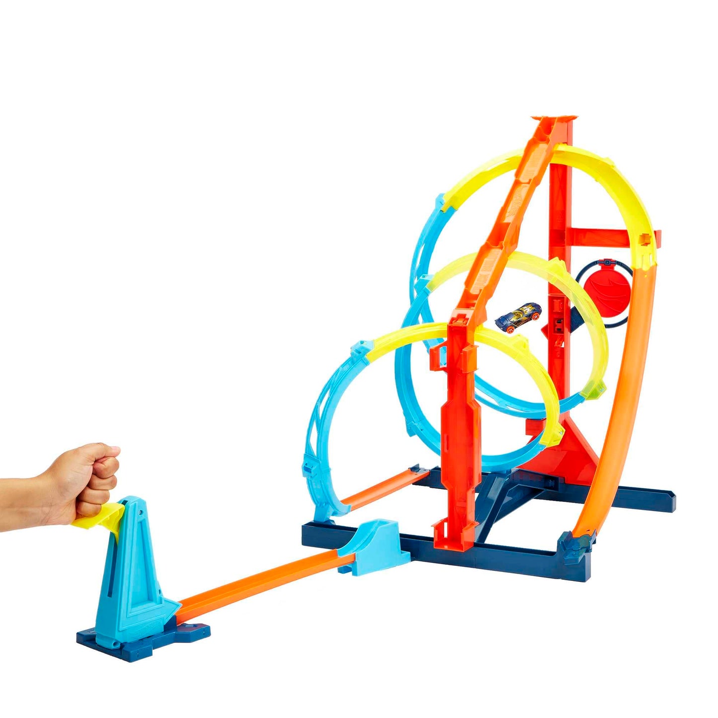Hot Wheels Toy Car Track Set, Track Builder Unlimited Corkscrew Twist Kit Playset & 1:64 Scale Vehicle, 2 Ways to Race, Connects to Other Tracks
