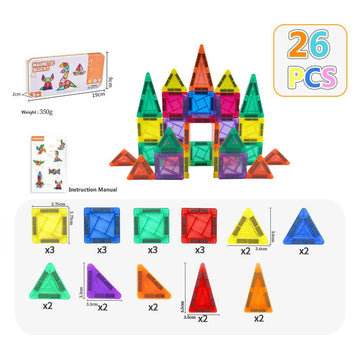 AROART 26-Piece Valentines Day Gifts for Kids Strong Magnetic Tiles Building Set - Durable,Vibrant Colors, STEM Toys for Kids 3+, Creative Learning