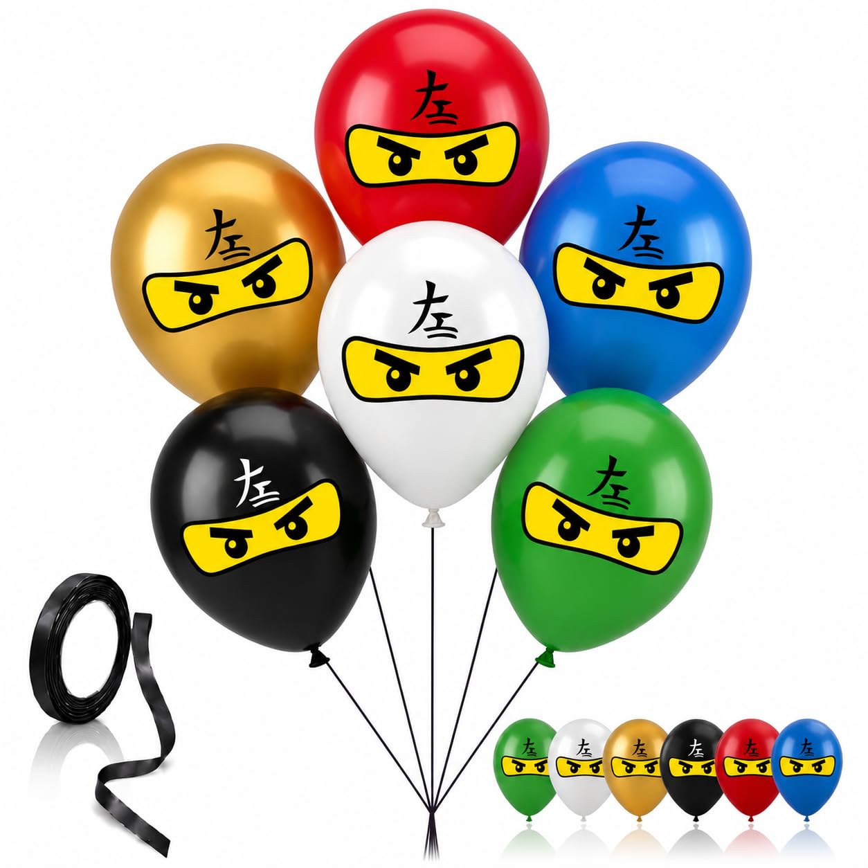 Ninja Superhero 12" Birthday Balloons 30 Pcs Party Decorations Set for Kids
