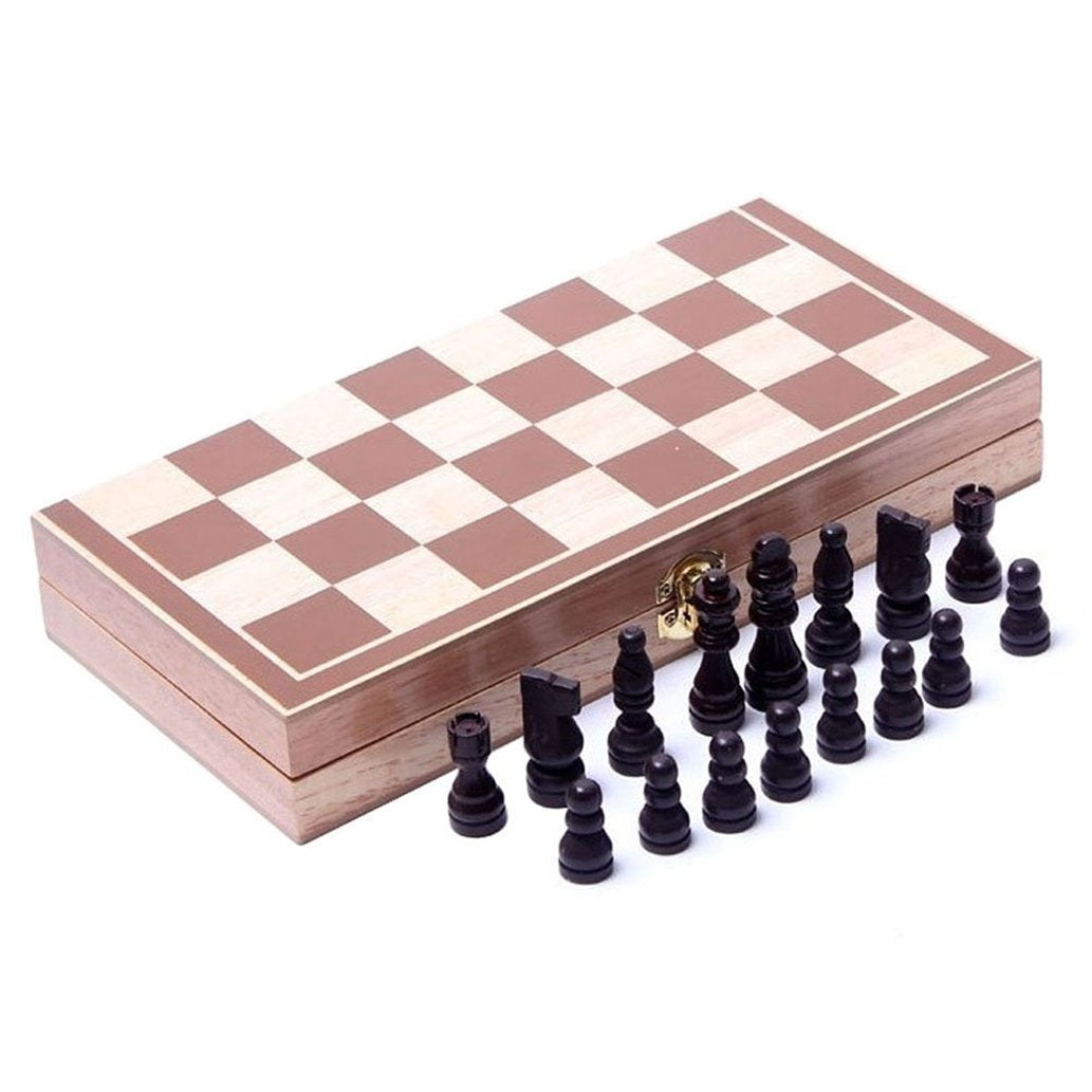 BlueSnail 15" Classic Vintage Standard Folding Wooden Chess Set, Foldable Games Board Crafted Carved