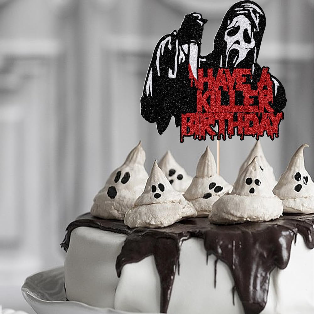 PALASASA Have a Killer Cake Topper,Halloween Bloody Theme cake Decorations