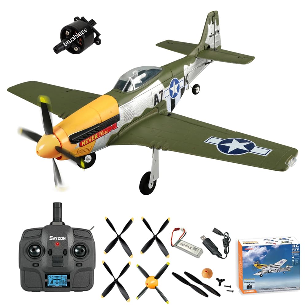 Park10 Toys RC Plane 5CH 1406 Brushless P51D Mustang RC Airplane with 3D Aerobatic and 6-Axis Gyro 510mm 2.4GHz Radio RC Planes for Adult Beginners