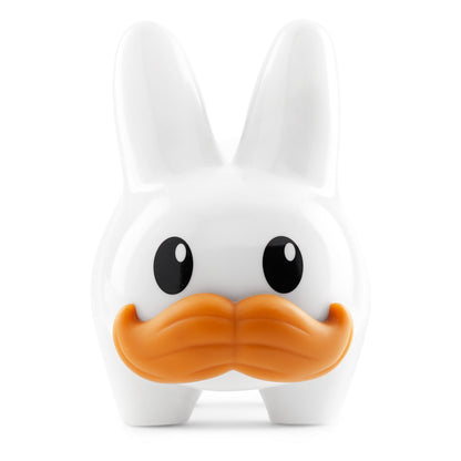 Kidrobot Happy Stache Labbit 10 Inch Vinyl Art Figure by Frank Kozik - White Edition