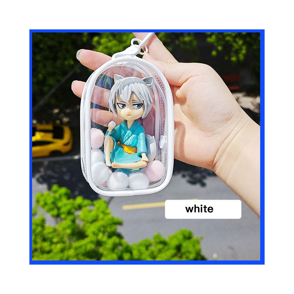 JuxLux 2 Pack Clear Figure Display Bag with Hanging Hook Display Keychain Wallet Figurine Carrying Case Protective Pouch for Collectibles Backpack