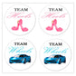 Team Heels Wheels Gender Reveal Party Stickers,2.5 Inch Party Stickers Decorations Supplies Favors Voting Glossy(120 Pcs)