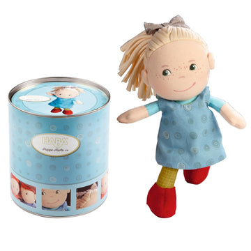 HABA Soft Doll Mirle 8" - First Baby Doll with Blonde Pony Tail for Ages 6 Months +