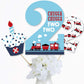 Big Dot of Happiness 2nd Birthday Railroad Party Crossing - Steam Train Second Birthday Party Centerpiece Sticks - Table Toppers - Set of 15