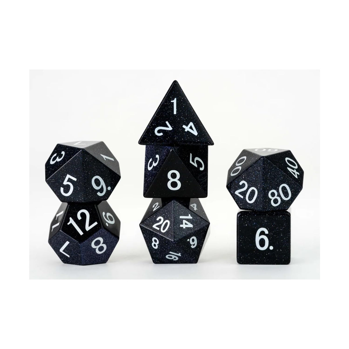 Metallic Dice Games LIC103 Sandstone Dice Game Blue - Set of 7
