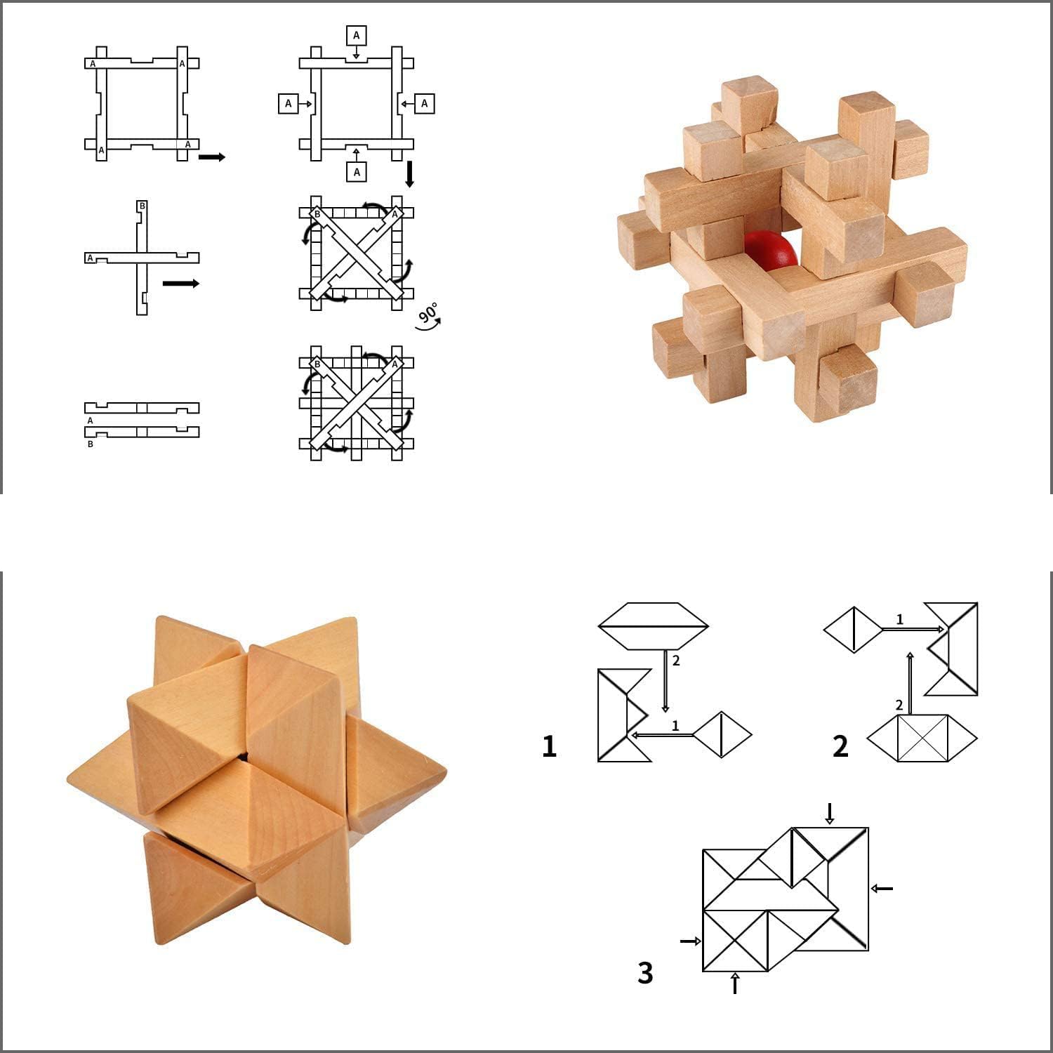 ULT-unite3D Wooden Cube Brain Teaser Puzzle